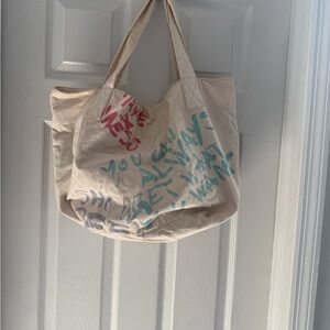 Trendy Beige  Juicy Couture Tote with Colorful Print